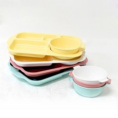 파스텔 유아 급식판 세트 (식판+국그릇), 바닐라