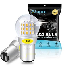 Alopee 12V-15V DC 브라이트 1157 LED 전구 앰버 1157 전구 2357 2057 7528 BAY15D 33SMD 2835 칩 교체품 LED 방향 지시등 깜, Amber