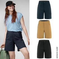 Fjallraven 女款 High Coast Shade 短褲，快乾透氣，抗紫外線，海灘短褲, 黑,EU 38