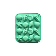 조개 소라 불가사리 등 모양의 실리콘 몰드 캔디 푸딩 아이스 그리드 초콜릿 케이크, 색상: 1. green, 1개