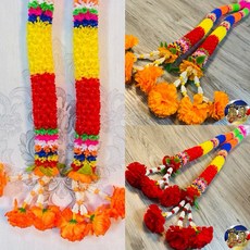 皇家佛具 泰國花串 190cm 七色花 泰國花圈 彩色花 串花 四面佛 愛神 泰式花, 彩色串花190cm（花朵顏色隨機）