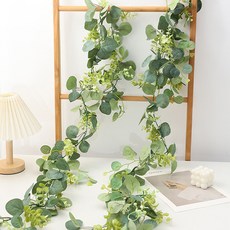 그린스하비 유칼립투스 넝쿨 조화 가랜드, 1개, 그린