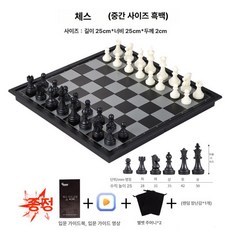 대형 체스 세트 대회용 접이식 자석 체스판, 블랙앤화이트 중형 4개