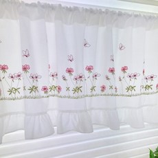 리빙데코 자수광목프릴 주방 바란스커튼150*45 주문제작상품