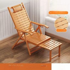 대나무 흔들의자 리클라이너 접이식 카페용 베란다용, 1개, 레벨 1 넓은 내추럴 롱타입 B