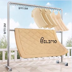 BILIMO 파이프행거 파워 튼튼한철제 행거 스탠드 고정식 고하중 빨래건조대 1단 2단 조립식 다용도 옷걸이 롱 행거, 더블 행거, 1.5M, 1.5M
