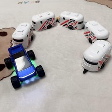 원격 제어 멀티 트레일러 RV 다중 섹션 열차 가능 3단 변속 충전 장난감 자동차, 배터리 25분, 1개, 파랑(흰색 5개)+액세서리