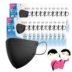 리벤스 에버뉴크린 새부리형 황사방역마스크KF94블랙/소형 100입 226270, 블랙
