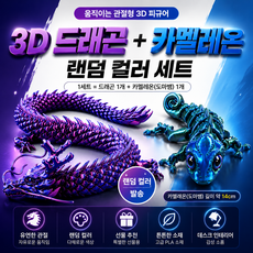 [비츠로7] 3D프린팅 움직이는 드래곤 카멜레온 도마뱀 관절 피규어 2개 세트 장난감 남아선물 어린이 생일선물 추천, 1개