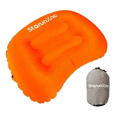 압축 가능한 공기 주입식 캠핑 여행용 베개 - 컴팩트하고 가벼우며 인체 공학적 목 지지대 방수 TPU 원단 3-5 호흡 팽창 퀵 릴리즈 밸브 하이킹 배낭여행 여행에 이상적, 주황색.