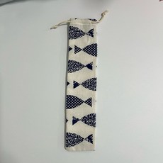 【BAGEL蓓果】現貨 日式和風餐具袋 餐具收納袋 環保餐具袋 筷子收納袋 露營餐具 餐具束口袋外出餐具餐具組, 1個, 魚兒, 魚兒