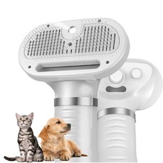 반려동물 드라이기 저소음 저온풍 강아지 고양이 3in1 스팀빗 드라이기, 은색, 1세트