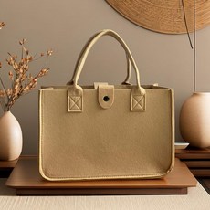 여성 대용량 펠트 토트백 숄더백 쇼핑백 맞춤 로고 가능, 카키 [30x20x18], 1개