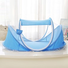 BO雜貨 免安裝嬰幼兒蒙古包蚊帳 可折疊帶支架有底 便攜式嬰兒床蚊帳 0-3歲適用 加音樂包枕頭, 王子款-藍色小枕頭+音樂鈴, 藍色