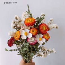 臺灣出貨 天然真花乾花花束魯丹鳥小雛菊滿天星壁掛花藍牆掛裝飾野餐拍攝, 白勿彩菊花束