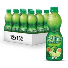 ReaLime 100% 라임 주스 236.6ml(8온스) 병(12팩) 농축액의 라임 주스로 제작 글루텐 프리 나트륨 프리 칵테일과 마리네이드에 추가할 수 있는 완벽한, 444ml, 1개