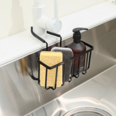 [접착없이 걸어쓰는] 허니앤코 무타공 걸이형 수세미 거치대, 1개, 블랙