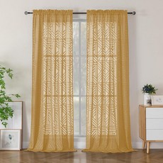 Simplebrand Banbu 인조 리넨 텍스처 시어 커튼 50x90 S2 골드