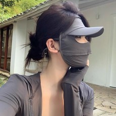 防曬帽 防曬麵罩全臉防紫外綫開車遮陽口罩冰絲透氣護眼角遮陽帽簷臉基尼 4LVB, 1個, 粉色全臉防曬冰絲透氣口罩,學生 青年 中年