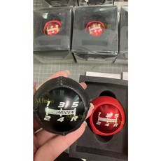 MUGEN 改裝球型5檔 排檔頭 真皮金屬縫線 適用於 Honda 車系, 紅色, 1個