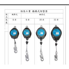 【BAIPLUS】現貨 含稅 6米 10米 15米 織帶 鋼索 防墜器 溜溜球 背負式安全帶 EN360 高空作業安全, 1個, 防墜器 鋼索式 10米,含稅價