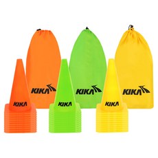 잘보이는 컬러 삼각콘 M 10P 세트 축구 운동회 체육 훈련 연습라바콘 축구연습용품 삼각접시콘 풋살연습용품 구기훈련용품 키카컬러라바콘, 옐로우