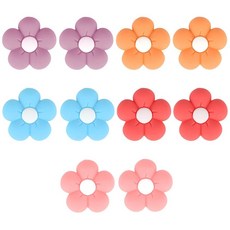 뜨개질 바늘 스토퍼 10개 2.5-9mm 바늘용 실리콘 포인트 프로텍터 DIY 액세서리 및 도구용 보관 상자가 있는 니트 엔드 캡 커버 (육각형 프린트), 플라워 디자인