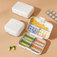 베리본 휴대용 알약 케이스, S, 화이트