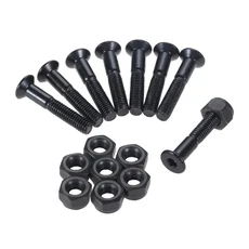 너트가있는 8Pcs 탄소강 스케이트 보드 트럭 나사 롱 교량 교체 네일 볼트 하드웨어 25.4mm/1", 2) Black, 1개
