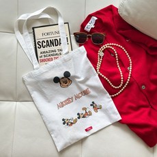 디즈니 정품 미키마우스 에코백 튼튼한 디자이너 휘뚜루마뚜루 보부상 천가방