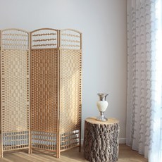 연결가능 3단 높이 170 x 폭 120cm 대형 파티션 인테리어파티션 라탄파티션 칸막이 가리개 가림막 파티션 이동식파티션 식당가리개 가벽 병풍 업소용 사무용, 브라운