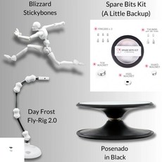 Stickybones 드로잉 피규어 플라이 스핀 포즈 번들, 화이트 프로스트, 1개
