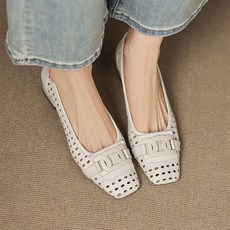 LUNATURE 여성 여름 메쉬 펀칭 통기성 플랫슈즈 얕은코 편안한 4cm