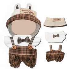 Labubu와 호환되는 17cm 인형 옷 독특한 스타일을 위한 귀여운 인형 의상 액세서리, 브라운+화이트