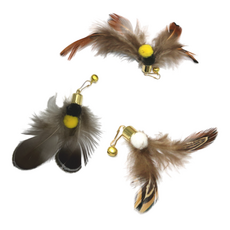 프레이즈펫 윙윙 장난감 - 고양이 낚시대 막대 리필 깃털 수제 사냥놀이 새 벌레, 벌레 3종, 1세트