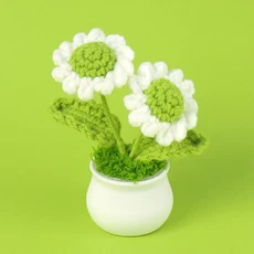 귀여운 데이지 크로 셰 뜨개질 꽃 화분에 심은 짠 에이 티브 인공 자동차 사무실 테이블 장식 손으로 Flor, 07 pink, 1개