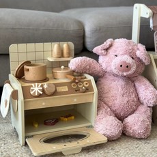 兒童過家家木質廚房仿真廚具男女孩做飯煮飯木製幼兒園遊樂場玩具, 1個, 奶油迷你廚房:如圖所示