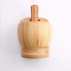 搗攪蒜器 蒜神器竹質搗蒜頭器帶蓋 搗藥缽 食材切碎 攪蒜碎機 藥材磨粉搗藥罐 壓蒜研磨器 中秋 烤肉 搗蒜器, 小款(10*10cm), 1個