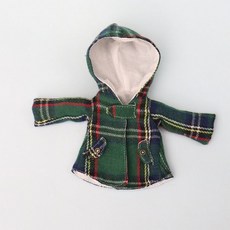 지거 Zsiga 1/8 액션 인형 재킷 가지 자매 코트 20cm 갈아입기, 후드 코트 - 그린 체크무늬