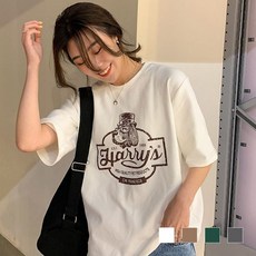 강아지 프린팅 면 반팔티, 딥그린, FREE