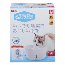 GEX 純淨白 貓用濾水器 2.5L, 1個, GEX視窗型貓用淨水飲水器純淨白1.5L