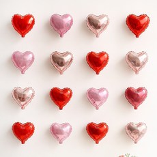 해피제이니 미니하트 20개 파티 생일 은박 호일풍선 파티풍선 세트, 1세트, 레드 미니하트 하트풍선만