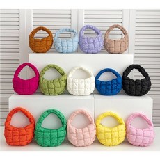 [낭만스토어] 여성용 퀼팅 패딩 미니 토트백 와플 엠보 데일리 핸드백