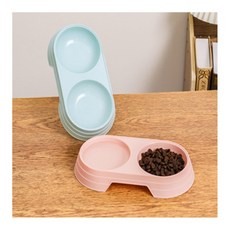 오템즈 2구 애완용 식기 강아지식기2구, 핑크