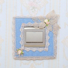 인테리어 스위치 스티커 2366# 패브릭 거실 침실 장식 벽 레이스실크 콘센트 방장 뉴타임즈 Z, 세 잎 클로버 블 루