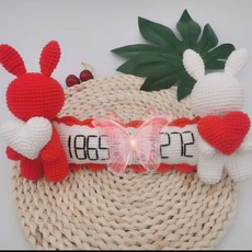 수제 직조 자동차 장식 완제품 임시 주차 전화판 십자수 2023 모직 재료 패키지, 미소우 토끼 스타일 주차 표지판 - 도구 및 튜토리얼, 1개