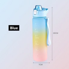 1100ml 패션 건강 재질 물병 변색 디자인 대용량 스포츠 플라스틱 물병 친환경, 블루, 1개