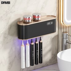 DFMEI 智能牙刷消毒器 紫外線殺菌烘乾 數顯免打孔, 如圖, 黑金610