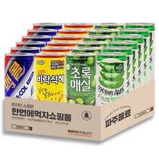 [한번에먹자] 미니캔 음료수 4종류 혼합세트 / 맥콜 + 초록매실 + 비락식혜 + 자연은알로에, 24개, 175ml