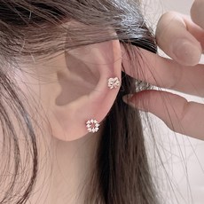 써지컬스틸 하트 큐빅 리스 피어싱 (2color)